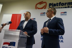 Na zdjęciu (od lewej): Adam Cyrański - kandydat KE w wyborach do Parlamentu Europejskiego i Artur Gierada - poseł PO / Piotr Kwaśniewski / Radio Kielce