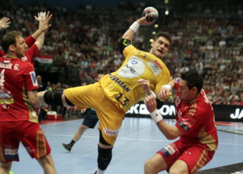 29.05.2016. Final Four Ligi Mistrzów. Mecz Vive Tauron Kielce - MVM Veszprem. Julen Aginagalde / Jarosław Kubalski / Radio Kielce