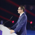 Regionalna konwencja PiS przed wyborami do Parlamentu Europejskiego. Na zdjęciu premier Mateusz Morawiecki / Jarosław Kubalski / Radio Kielce