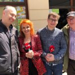 Sandomierz. Festiwal Filmów - Spotkań Niezwykłych. Studio Festiwalowe. Na zdjęciu (od lewej): prof. Wawrzyniec Konarski, Grażyna Szlęzak - Wójcik, Stanisław Blinstrub, Stanisław Zawiśliński / Radio Kielce