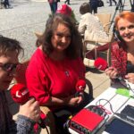 Sandomierz. Festiwal Filmów - Spotkań Niezwykłych. Studio Festiwalowe. Na zdjęciu (od lewej): Stanisław Blinstrub, Anna Dymna i Grażyna Szlęzak - Wójcik / Radio Kielce