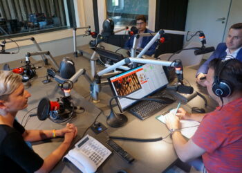 Punkty Widzenia. Od lewej: Agata Wojda, red. Robert Szumielewicz, Kamil Suchański i Marcin Stępiński / Kamil Król / Radio Kielce
