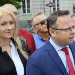 Konferencja SLD i Małgorzaty Marenin. Od lewej: Małgorzata Marenin i Andrzej Szejna - lider świętokrzyskiego SLD / Michał Kita / Radio Kielce