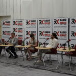 Studio Polityczne Radia Kielce. Na zdjęciu od lewej: Katarzyna Zapała- PO, Andrzej Pruś - PiS, Magdalena Fogiel-Litwinek - Kukiz'15, Maciej Klesyk - Nowoczesna / Aneta Cielibała-Gil / Radio Kielce