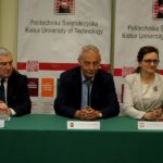 Spotkanie z zespołem Impuls, który zwyciężył w zawodach łazików marsjańskich University Rover Challenge 2019. Andrzej Betkowski - marszałek województwa świętokrzyskiego, Wiesław Trąmpczyński - rektor Politechniki Świętokrzyskiej i Agata Wojtyszek - wojewoda świętokrzyski / Piotr Kwaśniewski / Radio Kielce