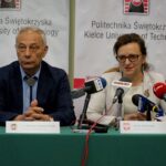 Spotkanie z zespołem Impuls, który zwyciężył w zawodach łazików marsjańskich University Rover Challenge 2019. Wiesław Trąmpczyński - rektor Politechniki Świętokrzyskiej i Agata Wojtyszek - wojewoda świętokrzyski / Piotr Kwaśniewski / Radio Kielce