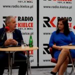 Studio Polityczne Radia Kielce. Na zdjęciu (od lewej): Bogdan Latosiński - PiS i Dorota Jarońska - Kukiz'15 / Radio Kielce