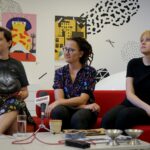 Konferencja o wystawie "3xTransformacja". Ewa Tatar, Olga Grabiwoda i Dominika Janicka - kuratorki wystawy / Piotr Kwaśniewski / Radio Kielce