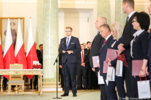 Warszawa. Pałac Prezydencki. Uroczystość powołania przez prezydenta Andrzeja Dudę nowych ministrów w rządzie premiera Mateusza Morawieckiego. Rekonstrukcja rządu jest związana m.in. z wyborami do Parlamentu Europejskiego / Jakub Szymczuk / KPRP