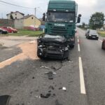 Kostomłoty II. Zderzenie czterech pojazdów na drodze krajowej nr 74 / Jarosław Kubalski / Radio Kielce