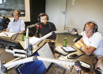 24.06.2019 Radio Kielce. Punkty Widzenia. Przemysław Łysak, wójt gminy Górno, Maciej Ślusarczyk, oficer prasowy KWP w Kielcach i Piotr Molasy, prezes ŚWOPR / Jarosław Kubalski / Radio Kielce