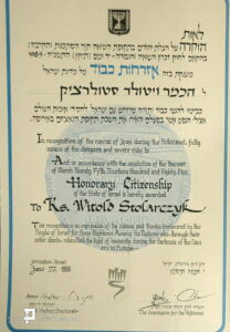 Honorowe obywatelstwo Izraela dla ks. Witolda Stolarczyka / Archiwum rodziny Stolarczyków