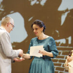 Kielce. Uroczystości upamiętniające utworzenie 2. Pułku Artylerii Lekkiej Legionów. Na zdjęciu: Arkadiusz Kubiec, zastępca prezydenta Kielc i Magdalena Sitek, Radio Kielce / Jarosław Kubalski / Radio Kielce