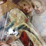 Jędrzejów. Prace konserwatorskie w klasztorze cystersów. Odkryty fresk / Archiopactow Cystersów w Jędrzejowie