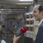 Moskwa. Bajkowe lato z Radiem Kielce. Wizyta w wytwórni Sojuzmultfilm. Na zdjęciu Borys Maszkowcew, dyrektor Sojuzmultfilm oraz Grażyna Szlęzak-Wójcik  / Sojuzmultfilm