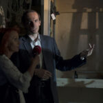 Moskwa. Bajkowe lato z Radiem Kielce. Wizyta w wytwórni Sojuzmultfilm. Na zdjęciu Borys Maszkowcew, dyrektor Sojuzmultfilm oraz Grażyna Szlęzak-Wójcik  / Sojuzmultfilm