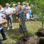 Alicja Majewska posadziła drzewo w parku zdrojowym. Od lewej: