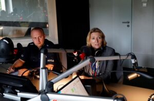 Łukasz Choda – Komenda Wojewódzka Policji w Kielcach i Małgorzata Pawelec – rzecznik świętokrzyskiego oddziału GDDKiA / Karol Żak / Radio Kielce