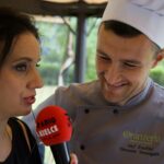 Śniadanie w ogrodzie. Magdalena Sitek - Radio Kielce i Damian Domagała - szef kuchni w restauracji "Oranżeria" w Best Western Grand Hotel Kielce / Piotr Kwaśniewski / Radio Kielce