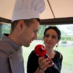 Śniadanie w ogrodzie. Damian Domagała - szef kuchni w restauracji "Oranżeria" w Best Western Grand Hotel Kielce i Magdalena Sitek - Radio Kielce / Piotr Kwaśniewski / Radio Kielce