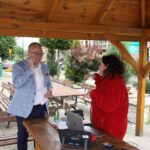 Łagów. Letni Raport Dnia. Paweł Marwicki - burmistrz Łagowa i Ewa Okońska / Grzegorz Jamka / Radio Kielce