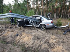 Wypadek na trasie z Sielpi do Nowego Dziebałtowa / PSP Końskie