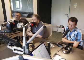30.07.2019 Radio Kielce. Punkty Widzenia. Leszek Salwa - TVP3 Kielce, Paweł Kotwica - Echo Dnia i Paweł Matys - Gazeta Wyborcza / Jarosław Kubalski / Radio Kielce