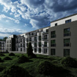 Wizualizacja zagospodarowania terenu przy ulicy Dobrzyńskiej w Kielcach / Grupa Geodezyjna G2