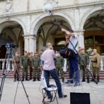 Kielce. Zdjęcia do spotu promującego Marsz Szlakiem I Kompanii Kadrowej / Piotr Kwaśniewski / Radio Kielce