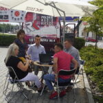 Strawczyn. Letni Raport Dnia, Na zdjęciu: Anna Gad Urząd Gminy w Strawczynie, Łukasz Woźniak Dyrektor Samorządowego Centrum Kultury i Sportu, Karol Picheta Zastępca wójta Strawczyna, Kamila Oleś Samorządowe Centrum Kultury i Sportu / Grzegorz Jamka / Radio Kielce