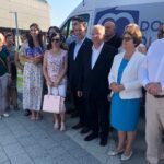 27.08.2019. Sandomierz. PiS-bus z wizytą. Na zdjęciu (od prawej): Jarosław Rusiecki - senator, Maria Zuba - poseł, Krzysztof Lipiec - poseł, Marek Kwitek - poseł / Grażyna Szlęzak-Wójcik / Radio Kielce