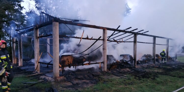 Pożar stodoły w Lewoszowie w gminie Radoszyce / Radio Kielce