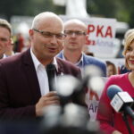 30.08.2019 Kielce. Poseł PiS i wiceminister sportu i turystyki Anna Krupka zainaugurowała kampanię wyborczą. Z lewej starosta opatowski Tomasz Staniek / Jarosław Kubalski / Radio Kielce