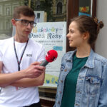 Łódź. Bajkowe lato z Radiem Kielce. Na zdjęciu: Michał Kita - Radio Kielce oraz Zuzanna Bociąga z Łódzkiego Centrum Wydarzeń / Radio Kielce