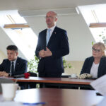 Posiedzenie Zarządu Regionu Świętokrzyskiego NSZZ "Solidarność". Na zdjęciu od lewej: Bartłomiej Dorywalski - wicewojewoda świętokrzyski, Piotr Wawrzyk - wiceminister spraw zagranicznych, Małgorzata Gosiewska - Wicemarszałek sejmu RP / Wiktor Taszłow / Radio Kielce