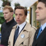 Konferencja Konfederacji Wolność i Niepodległość. Na zdjęciu:  Łukasz Ospara - Ruch Narodowy, Krzysztof Bosak, Łukasz Wilczyński - prezes Ruchu Narodowego Świętokrzyskie / Wiktor Taszłow / Radio Kielce