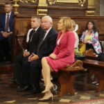 Obchody Święta Wojska Polskiego - Msza Święta. Na zdjęciu: Bogdan Wenta – prezydent Kielc, Bogdan Latosiński – poseł, Krzysztof Lipiec - poseł PiS,  Anna Krupka - poseł PiS, Małgorzata Pruś - dyrektor biura poselskiego Krzysztofa Lipca / Wiktor Taszłow / Radio Kielce