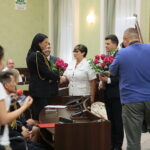 Obchody święta Straży Miejskiej: Na zdjęciu: Renata Gruszczyńska – komendant Straży Miejskiej, Danuta Papaj – wiceprezydent Kielc, Szczepan Skorupski – sekretarz miasta / Wiktor Taszłow / Radio Kielce