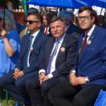 01.09.2019. Bałtów. Gminne dożynki. Na zdjęciu (od lewej): Emilia Łupina - radna powiatowa, Hubert Żądło - wójt Bałtowa i Andrzej Kryj - poseł / Emilia Sitarska / Radio Kielce