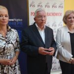 10.09.2019. Starachowice. Konferencja prasowa Prawa i Sprawiedliwości. Na zdjęciu radna powiatu starachowickiego Agnieszka Kuś, poseł Krzysztof Lipiec, radna powiatu starachowickiego Danuta Krępa / Anna Głąb / Radio Kielce