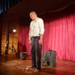 28.09.2019. Ostrowiec Świętokrzyski. Monodram Przemysława Tejkowskiego „Melduję Tobie, Polsko. Rotmistrz Pilecki”. Na zdjęciu: Przemysław Tejkowski / Anna Głąb / Radio Kielce