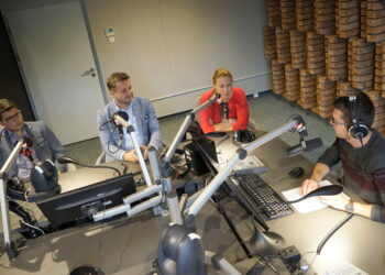 16.09.2019. Kielce. Punkty Widzenia. Od lewej: Marcin Stępniewski, Kamil Suchański i Katarzyna Czech-Kruczek i red. Wiktor Dziarmaga - Radio Kielce / Karol Żak / Radio Kielce