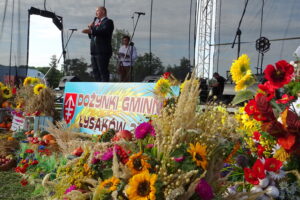 08.09.2019. Łysaków. Dożynki Gminy Jędrzejów. Marcin Piszczek - burmistrz miasta i gminy Jędrzejów / Ewa Pociejowska-Gawęda / Radio Kielce