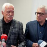 24.09.2019. Kielce. Konferencja KO - niszczenie i kradzież materiałów wyborczych. Na zdjęciu (od lewej): Ryszard Cichy i Edward Rzepka / Piotr Kwaśniewski / Radio Kielce