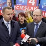30.09.2019. Kielce. Konferencja prasowa posła Michała Cieślaka i europosła Adama Bielana. Na zdjęciu (od lewej): Michał Cieślak - poseł i Adam Bielan - europoseł / Piotr Kwaśniewski / Radio Kielce