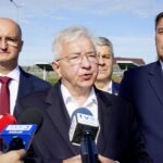 Występa. 06.09.2019. Cysterna wstydu w Świętokrzyskiem. Na zdjęciu (od lewej): Paweł Wawrzyk - wiceminister spraw zagranicznych, Krzysztof Lipiec - prezes świętokrzyskiego PiS, Bogdan Latosiński - poseł PiS i Sylwester Chruszcz - poseł PiS / Piotr Kwaśniewski / Radio Kielce