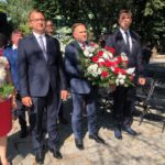 01.09.2019. Sandomierz. Obchody 80. rocznicy wybuchu II wojny światowej. Na zdjęciu (od prawej): Marcin Marzec - burmistrz Sandomierza, Marek Kwitek - poseł i Marcin Piwnik - starosta sandomierski / Grażyna Szlęzak-Wójcik / Radio Kielce