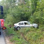 04.09.2019. Gmina Radoszyce. Samochód wypadł z drogi / straż pożarna