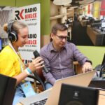 09.09.2019. Busko-Zdrój. Warsztaty edukacyjne  „Małe Miasto Busko-Zdrój". Na zdjęciu (od prawej): Stanisław Blinstrub - Radio Kielce / Marta Gajda / Radio Kielce