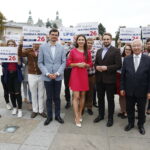 02.09.2019 Kielce. Konferencja prasowa PiS na Placu Artystów. Maksymilian Ślusarczyk, Patrycja Iwańska- Bęben, Bartłomiej Orzeł i poseł Krzysztof Lipiec / Jarosław Kubalski / Radio Kielce